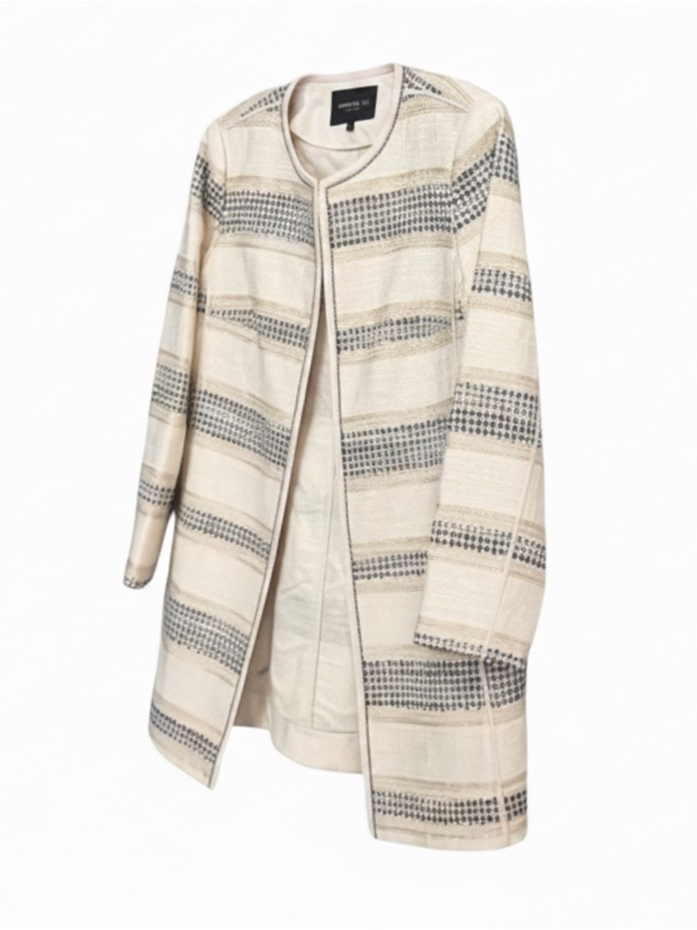 Lafayette 148 New York Women’s Woven Striped Long Jacket/Coat | Size 6 - Picture 4 of 12
